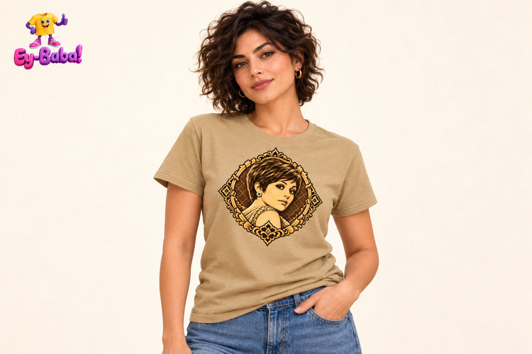 Golden Portrait – Women's Khaki T-Shirt
